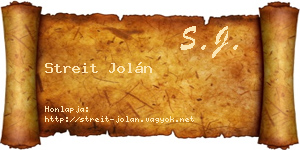 Streit Jolán névjegykártya